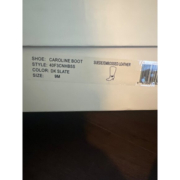 NIB Michael Kors Caroline Boots 9M Dark Slate Suede Leather Knee High MK Logo - Picture 10 of 14